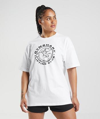 T Shirts Gymshark Legacy Oversized Mujer Blancas | CO 2257EBC